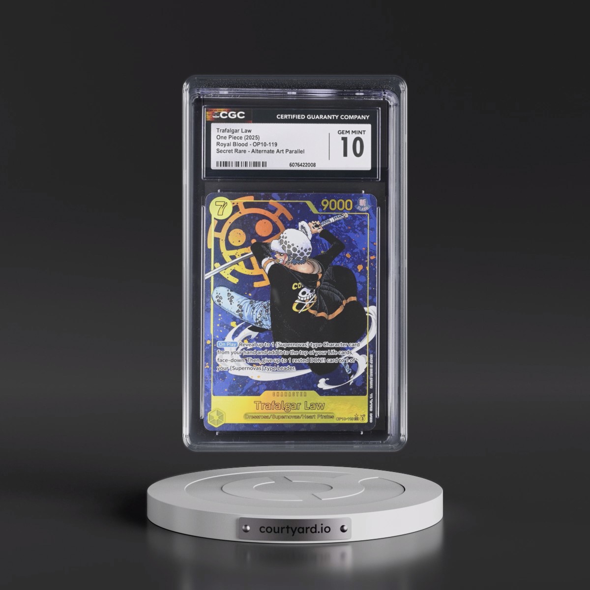 2025 Royal Blood (OP10) - English Trafalgar Law - (Borderless) Alt Art #OP10-119 CGC 10