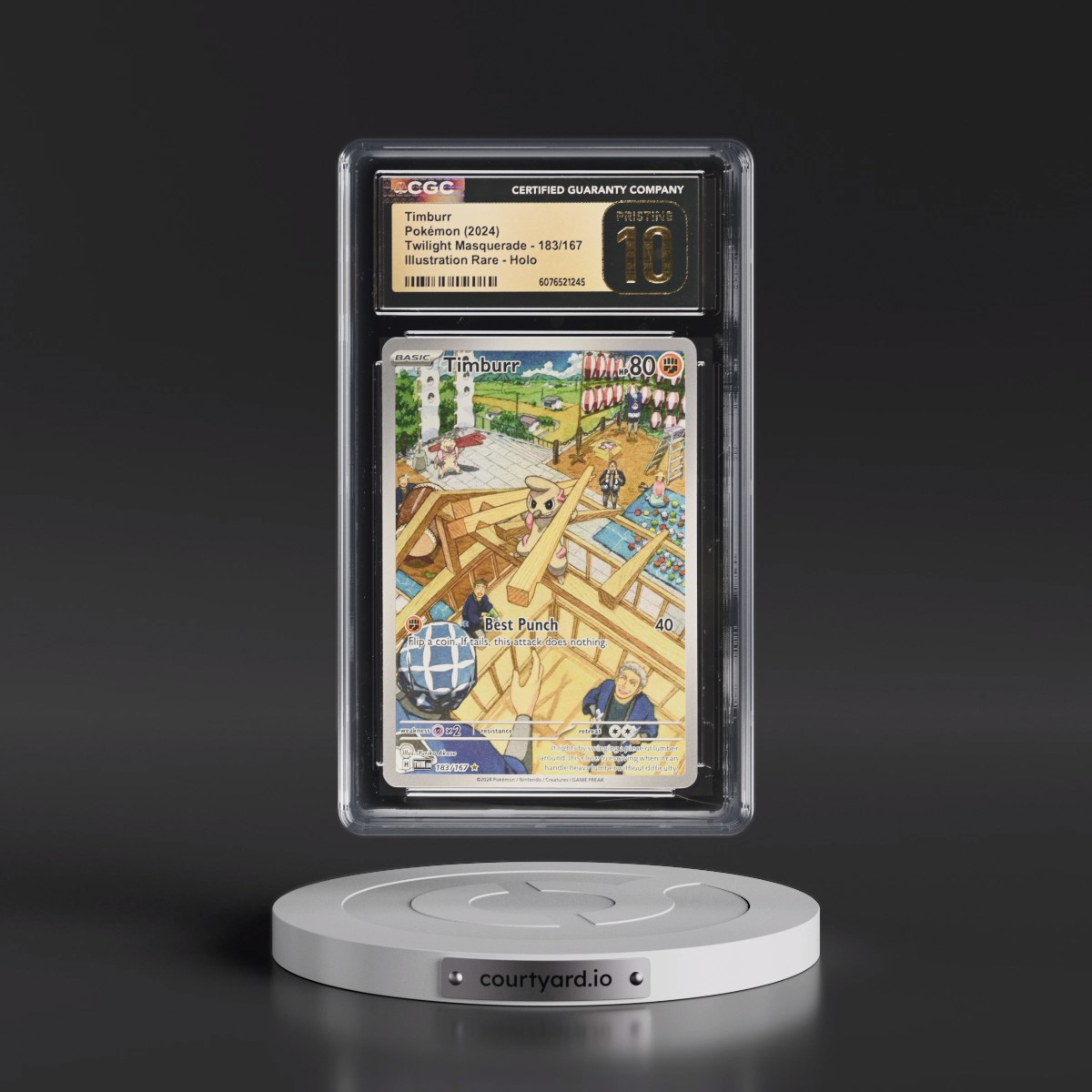2024 Twilight Masquerade - TWM EN #183/167 Timburr - Illustration Rare Holo (CGC 10 PRISTINE)