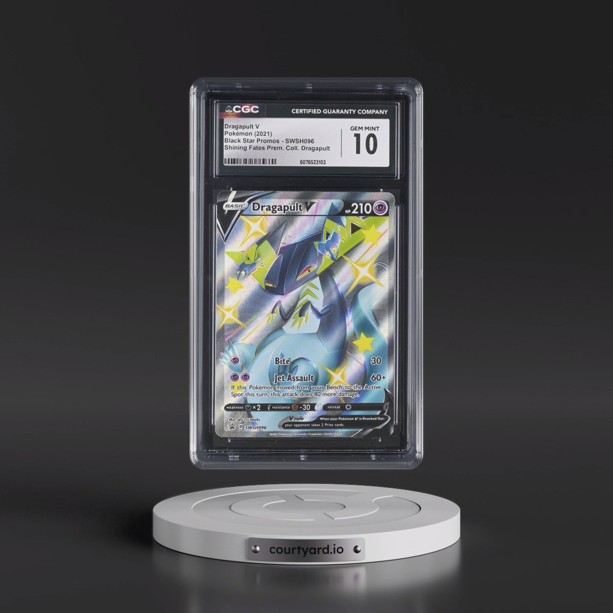 2017 Black Star Promos - Sword & Shield #SWSH096 Dragapult V - Holo Shining Fates Premium Collection - Dragapult (Sparkles) (CGC 10 GEM MINT)