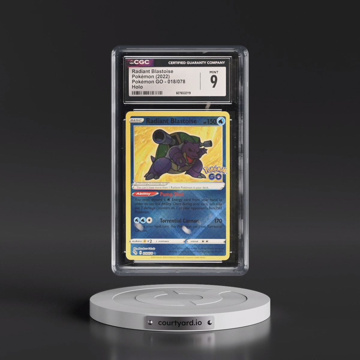 2022 Pokémon GO #018/078 Radiant Blastoise - Holo (CGC 9 MINT)