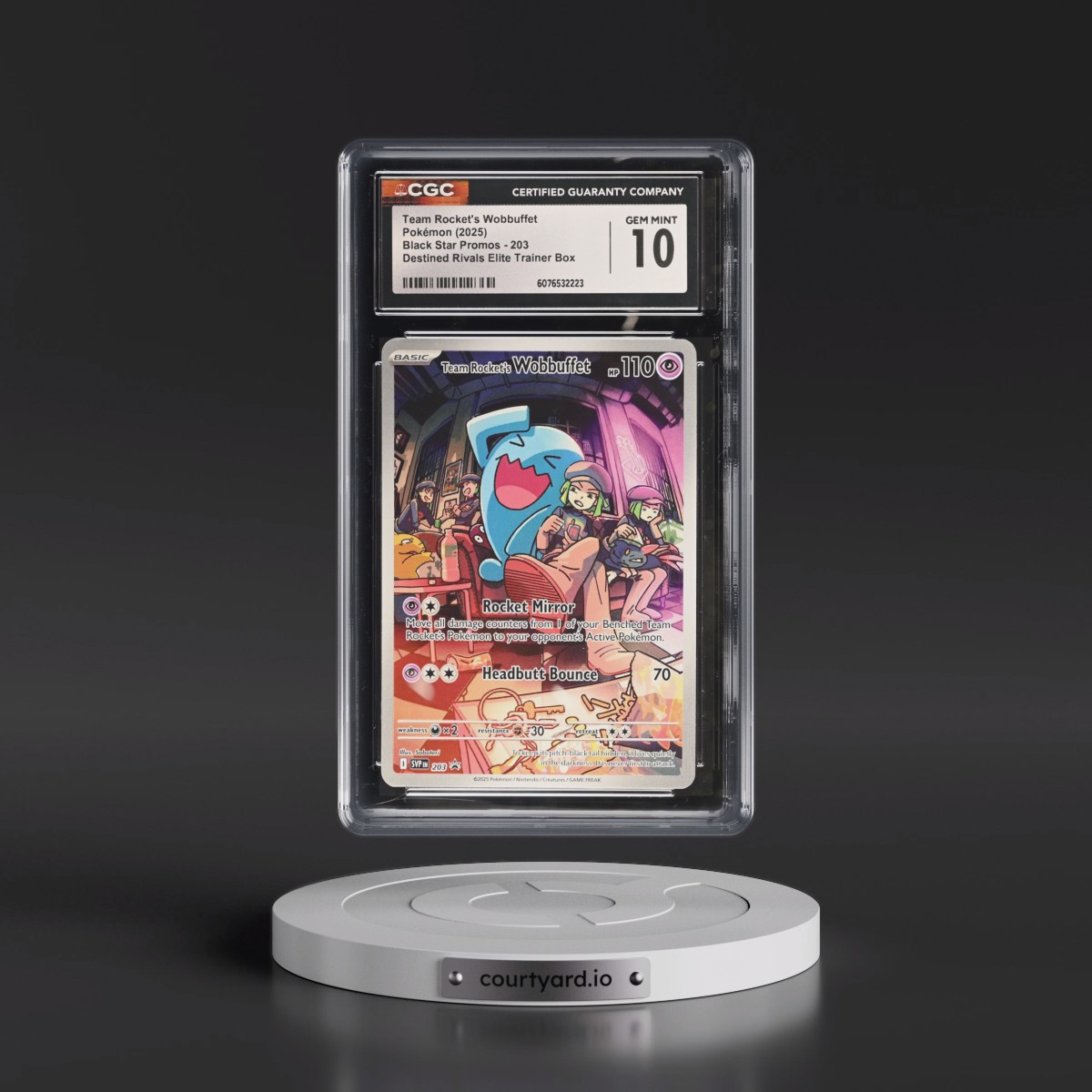 2023 Black Star Promos - Scarlet & Violet SVP EN #203 Team Rocket's Wobbuffet - Destined Rivals Elite Trainer Box (Holo) (CGC 10 GEM MINT)