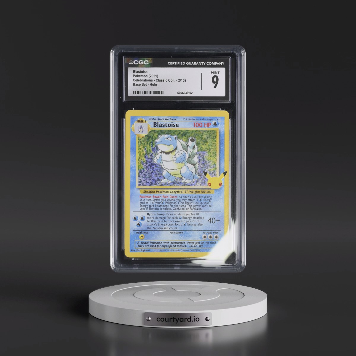 2021 Celebrations - Classic Collection #2/102 Blastoise - Base Set Holo (CGC 9 MINT)