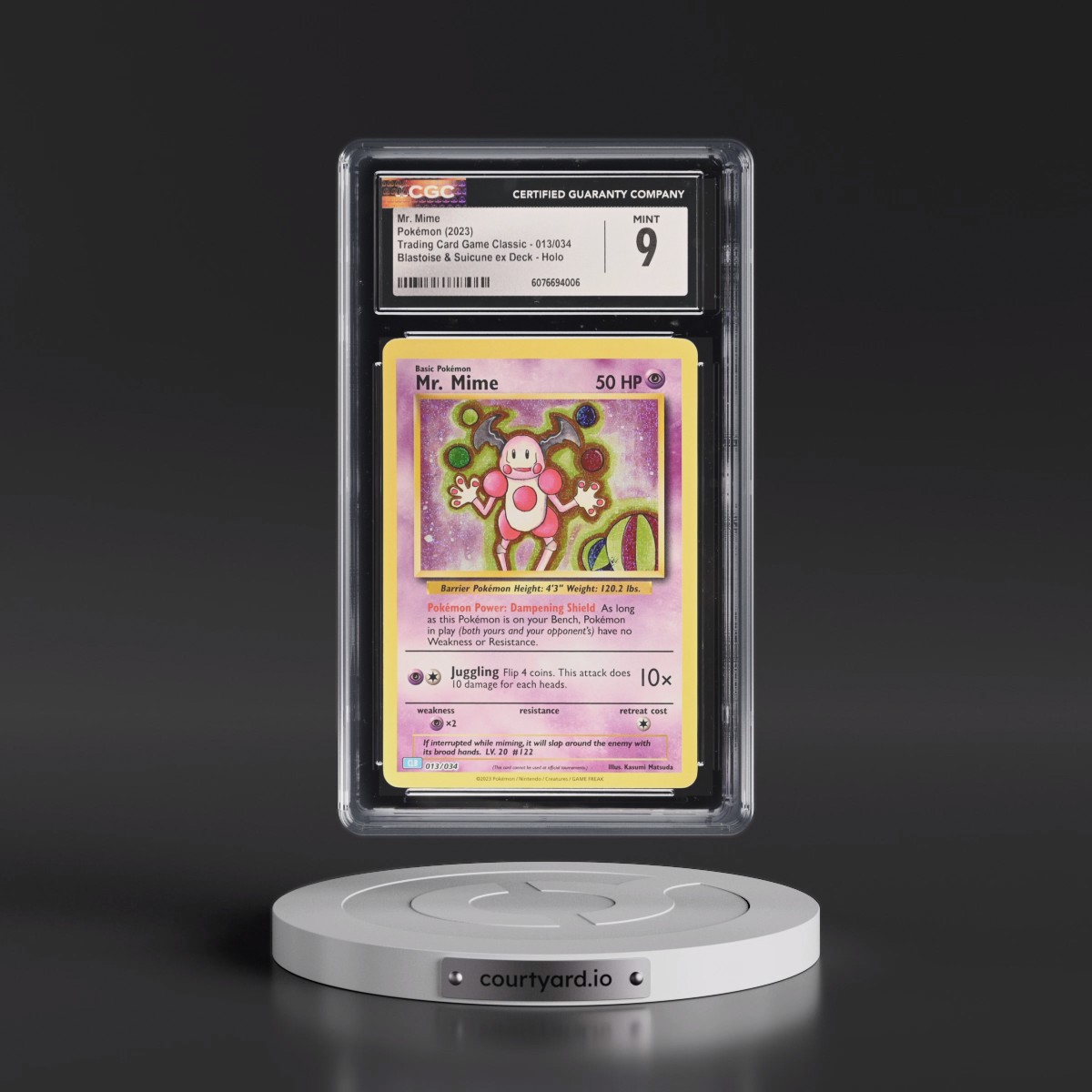 2023 Trading Card Game Classic - CLV, CLC, CLB #013/034 Mr. Mime - Blastoise & Suicune ex Deck - CLB Holo (CGC 9 MINT)