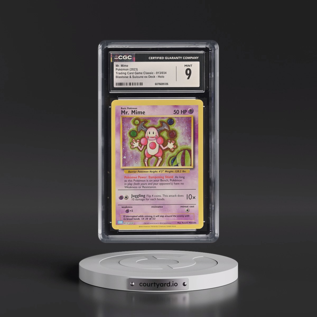 2023 Trading Card Game Classic - CLV, CLC, CLB #013/034 Mr. Mime - Blastoise & Suicune ex Deck - CLB Holo (CGC 9 MINT)