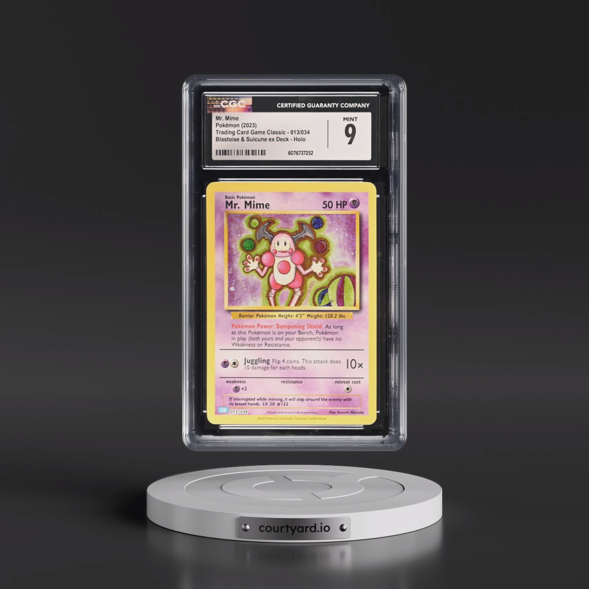 2023 Trading Card Game Classic - CLV, CLC, CLB #013/034 Mr. Mime - Blastoise & Suicune ex Deck - CLB Holo (CGC 9 MINT)