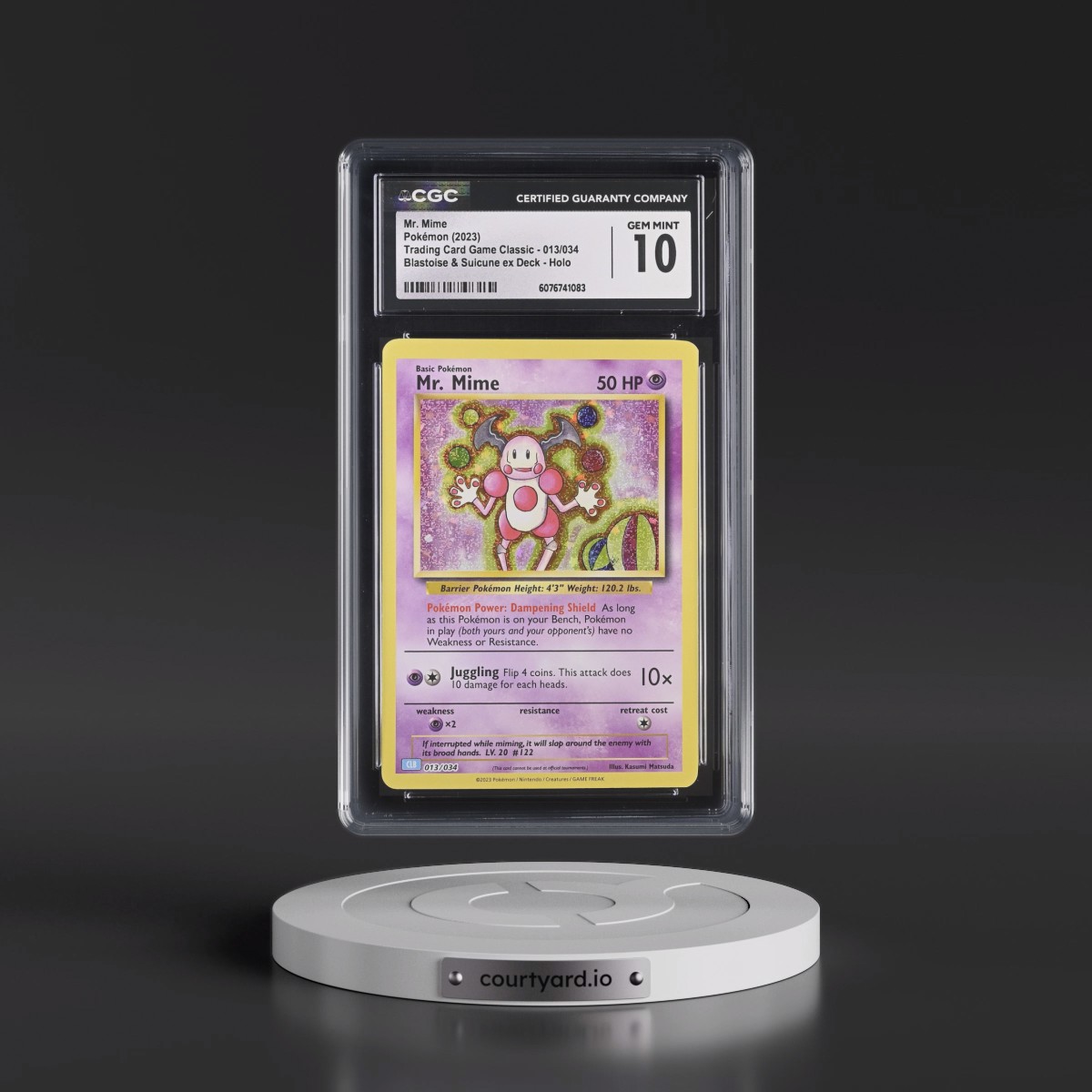 2023 Trading Card Game Classic - CLV, CLC, CLB #013/034 Mr. Mime - Blastoise & Suicune ex Deck - CLB Holo (CGC 10 GEM MINT)