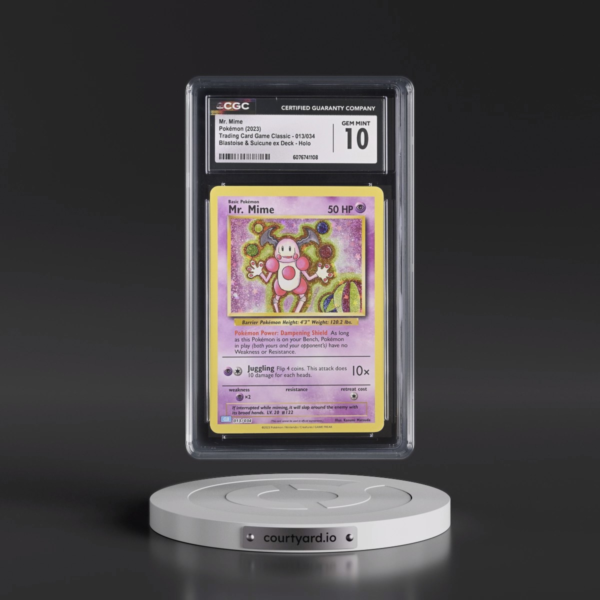 2023 Trading Card Game Classic - CLV, CLC, CLB #013/034 Mr. Mime - Blastoise & Suicune ex Deck - CLB Holo (CGC 10 GEM MINT)