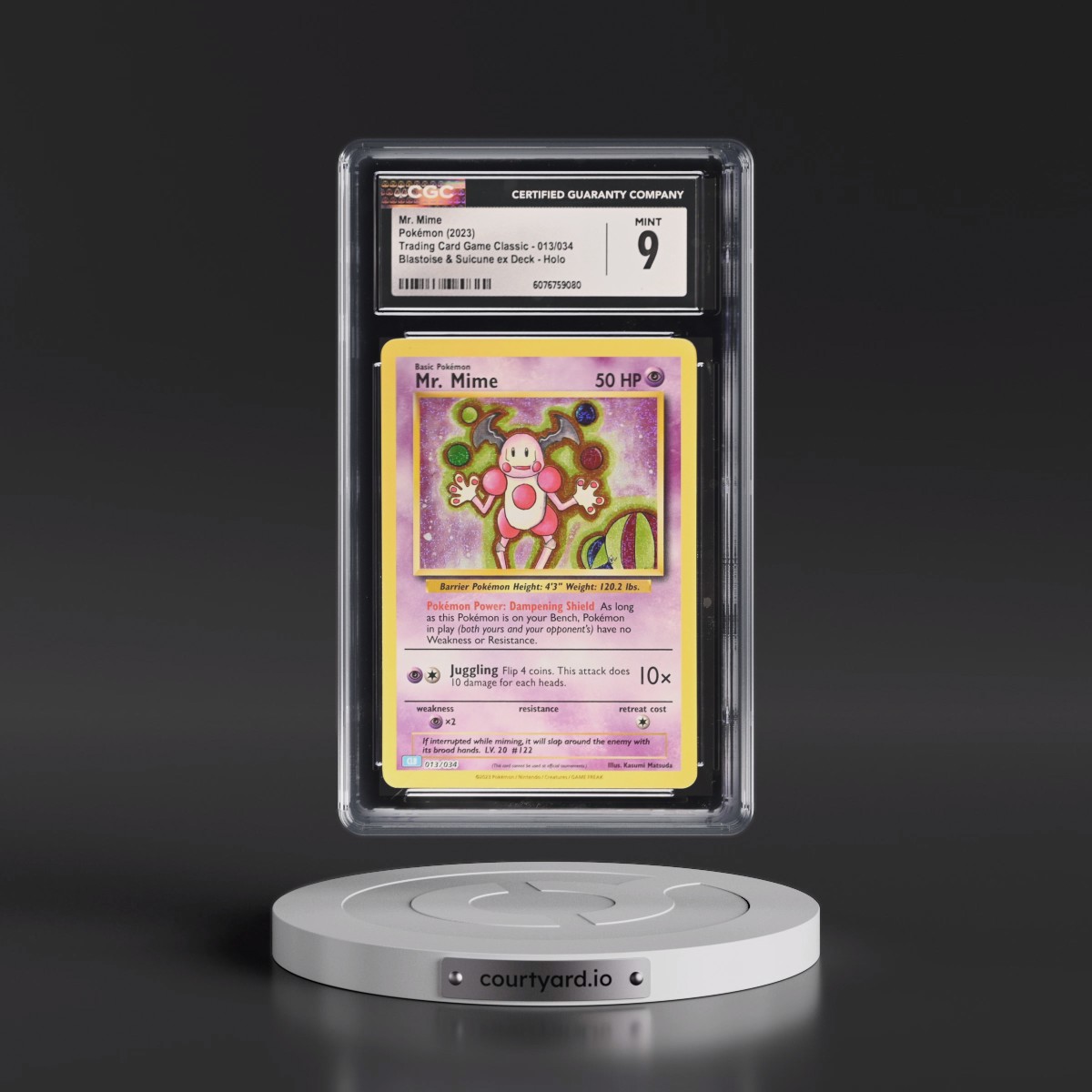 2023 Trading Card Game Classic - CLV, CLC, CLB #013/034 Mr. Mime - Blastoise & Suicune ex Deck - CLB Holo (CGC 9 MINT)