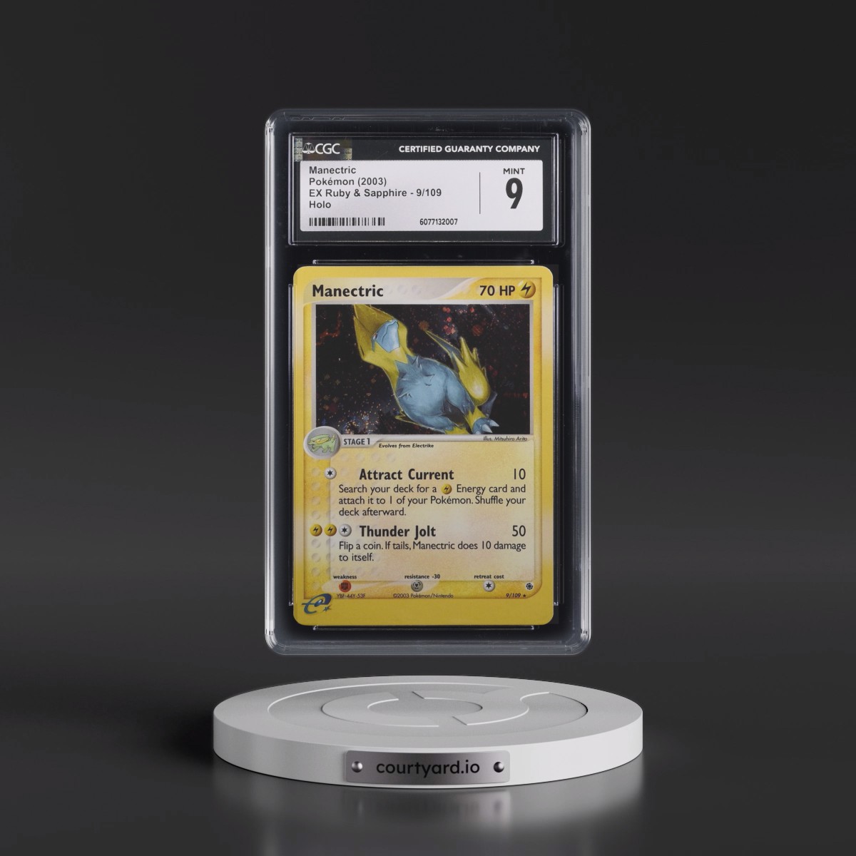 2003 EX Ruby & Sapphire (2003 Copyright, w/ "e" Symbol) #9/109 Manectric - Holo (CGC 9 MINT)