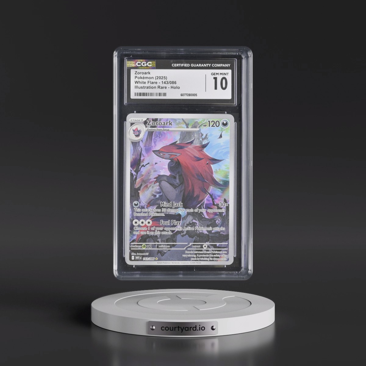 2025 Pokémon Wht EN-White Flare #143 Zoroark - Illustration Rare (CGC 10 GEM MINT)