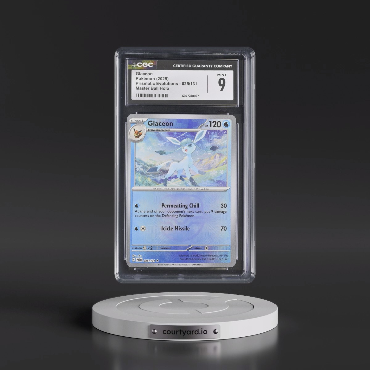 2025 Prismatic Evolutions - PRE EN #025/131 Glaceon - Master Ball Holo (CGC 9 MINT)