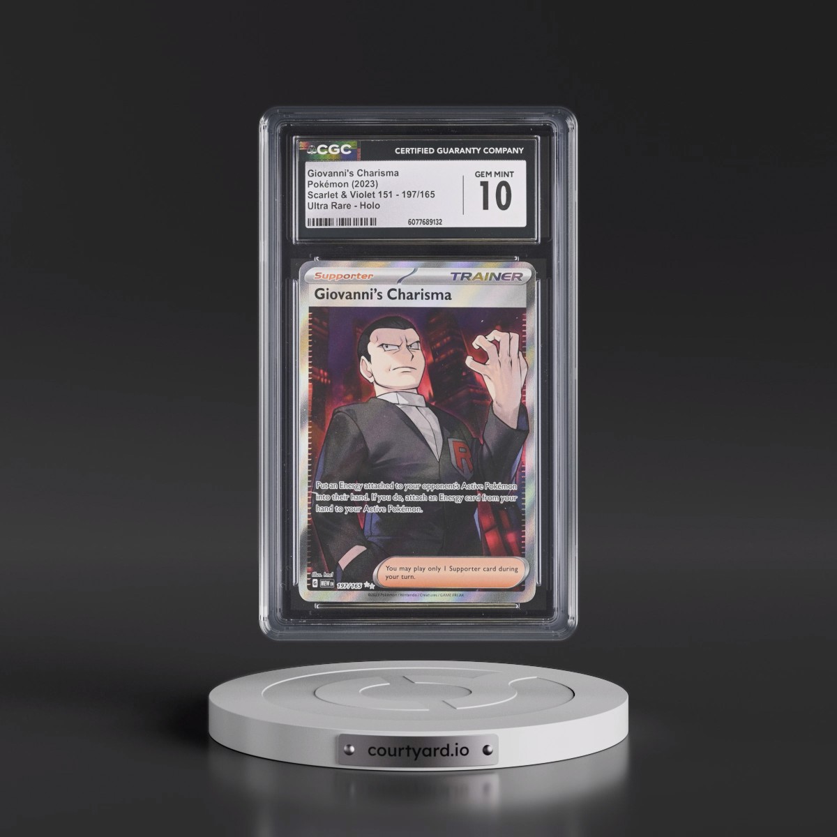 2023 Scarlet & Violet 151 - MEW EN #197/165 Giovanni's Charisma - Ultra Rare Holo (CGC 10 GEM MINT)