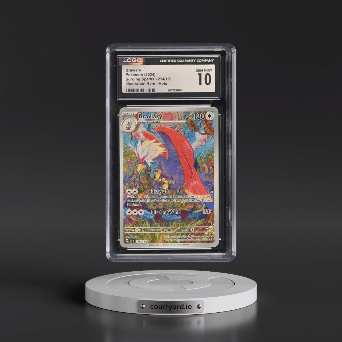 2024 Surging Sparks - SSP EN #214/191 Braviary - Illustration Rare Holo (CGC 10 GEM MINT)