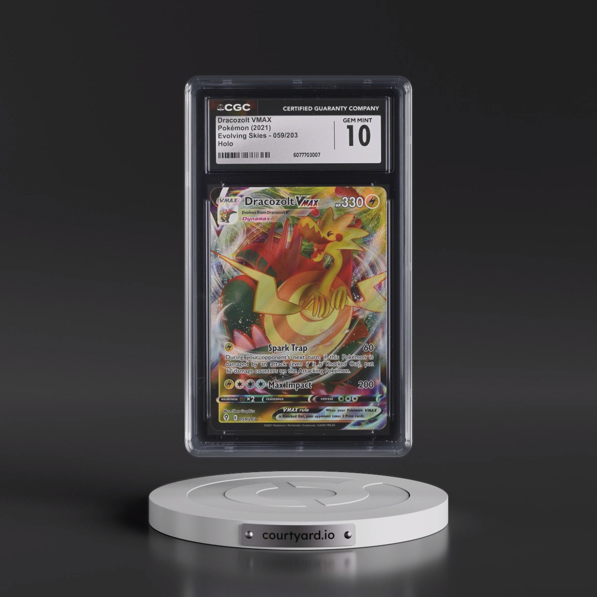 2021 Evolving Skies #059/203 Dracozolt VMAX - Holo (CGC 10 GEM MINT)