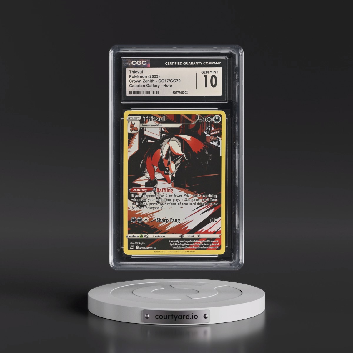 2023 Crown Zenith #GG17/GG70 Thievul - Galarian Gallery Holo (CGC 10 GEM MINT)