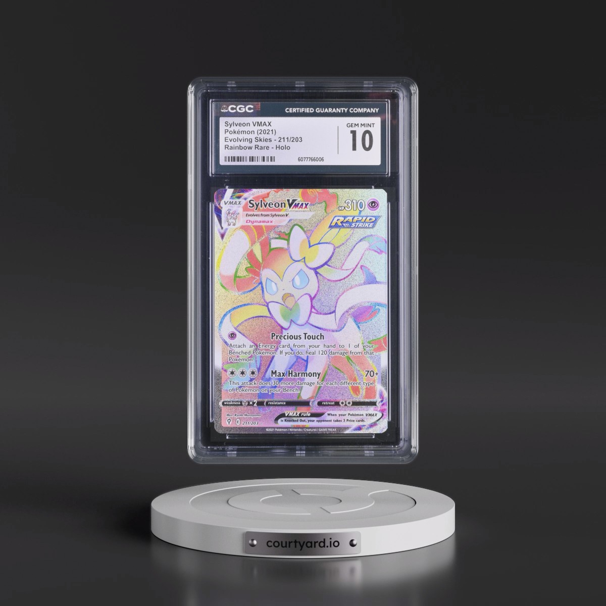 2021 Evolving Skies #211/203 Sylveon VMAX - Rainbow Rare Holo (CGC 10 GEM MINT)