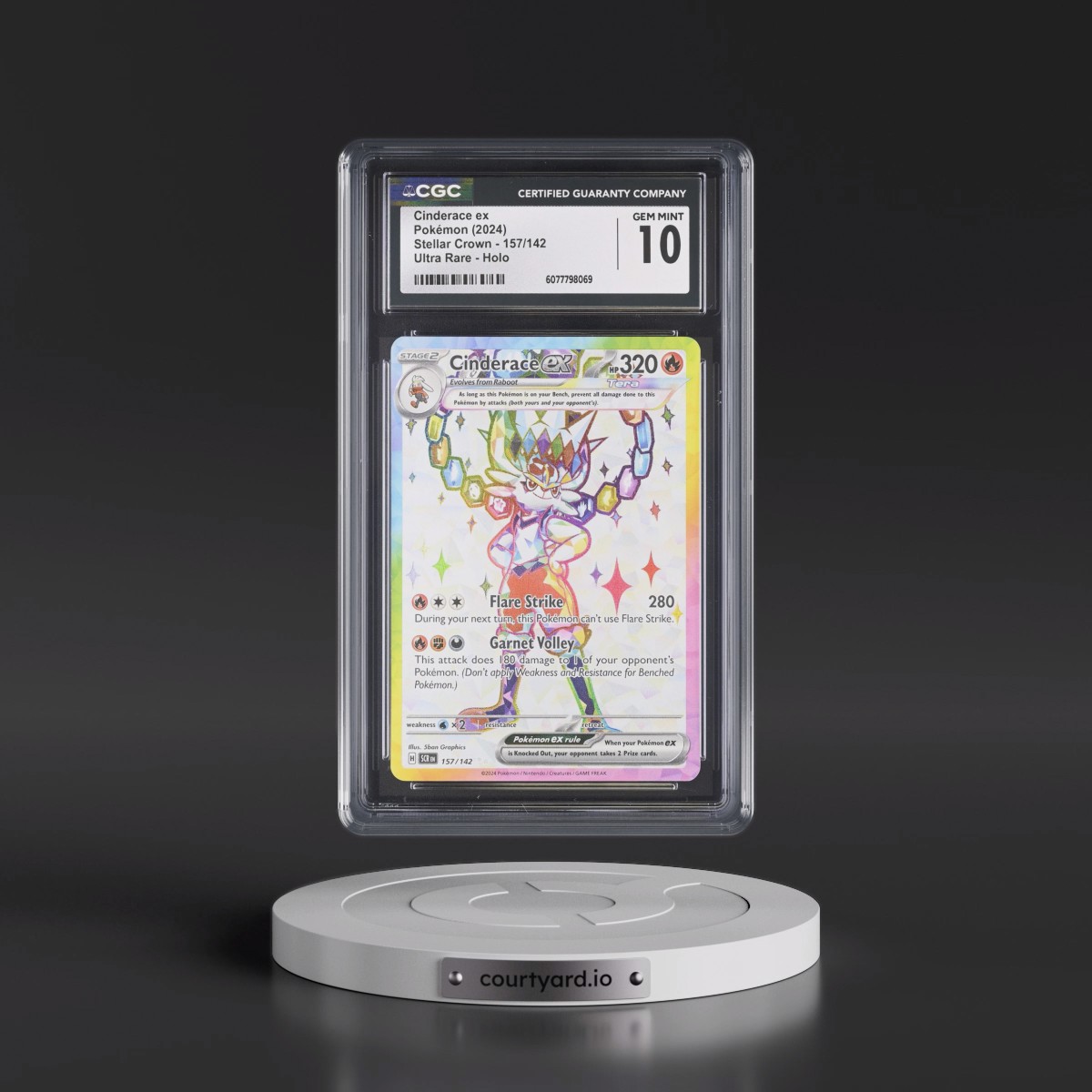 2024 Stellar Crown - SCR EN #157/142 Cinderace ex - Ultra Rare Holo (CGC 10 GEM MINT)