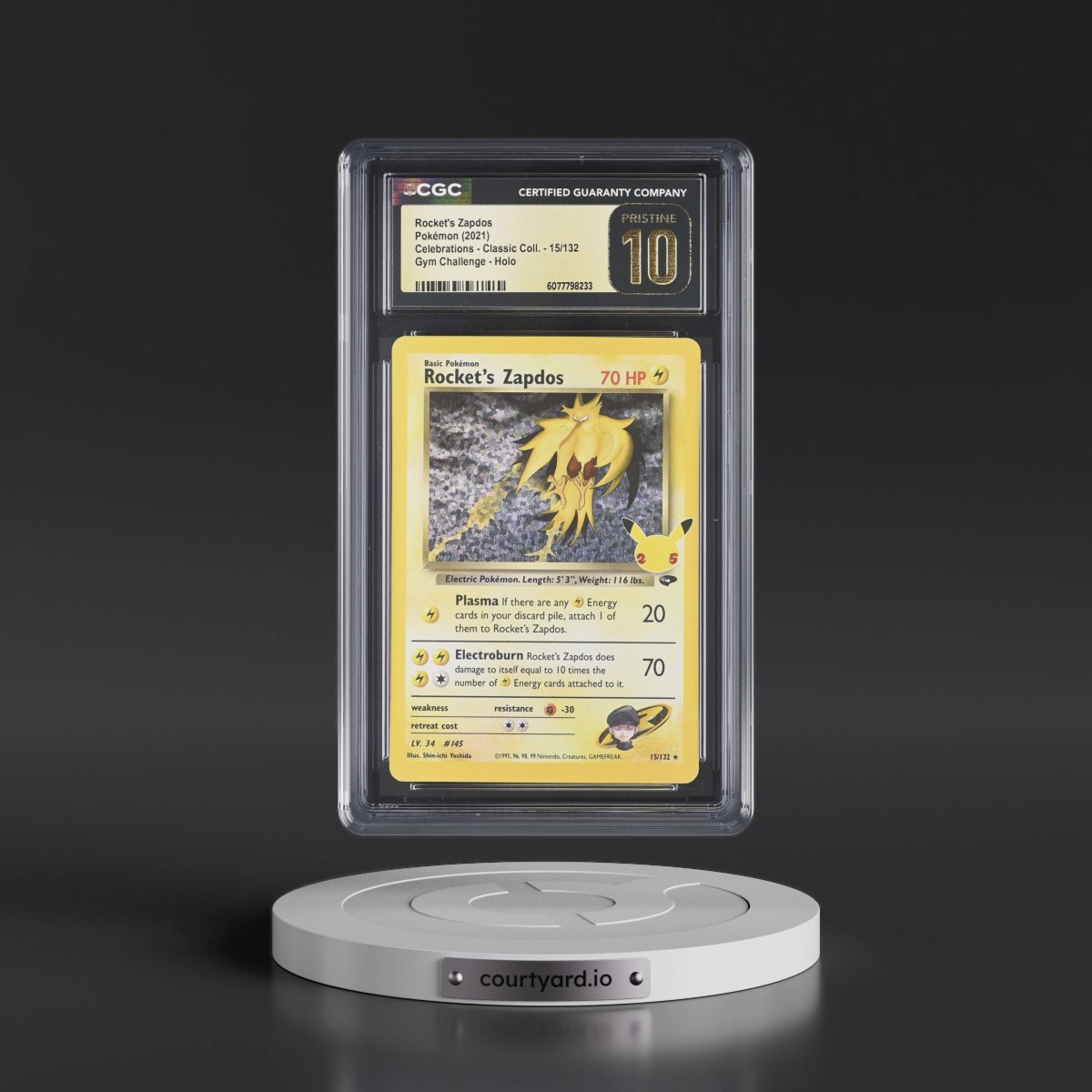 2021 Celebrations - Classic Collection #15/132 Rocket's Zapdos - Gym Challenge Holo (CGC 10 PRISTINE)