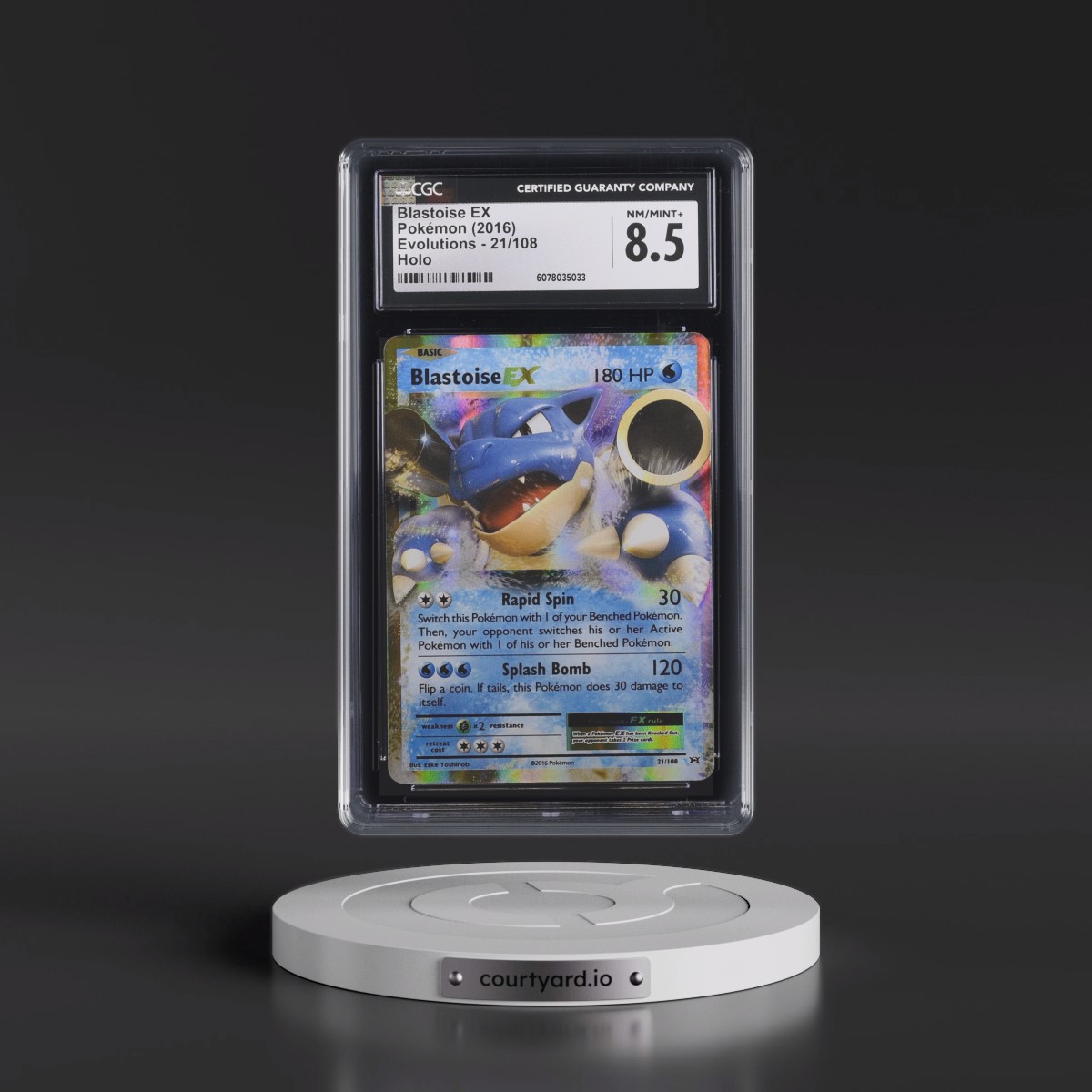 2016 Evolutions #21/108 Blastoise EX - Holo (CGC 8.5 NM-MT+)