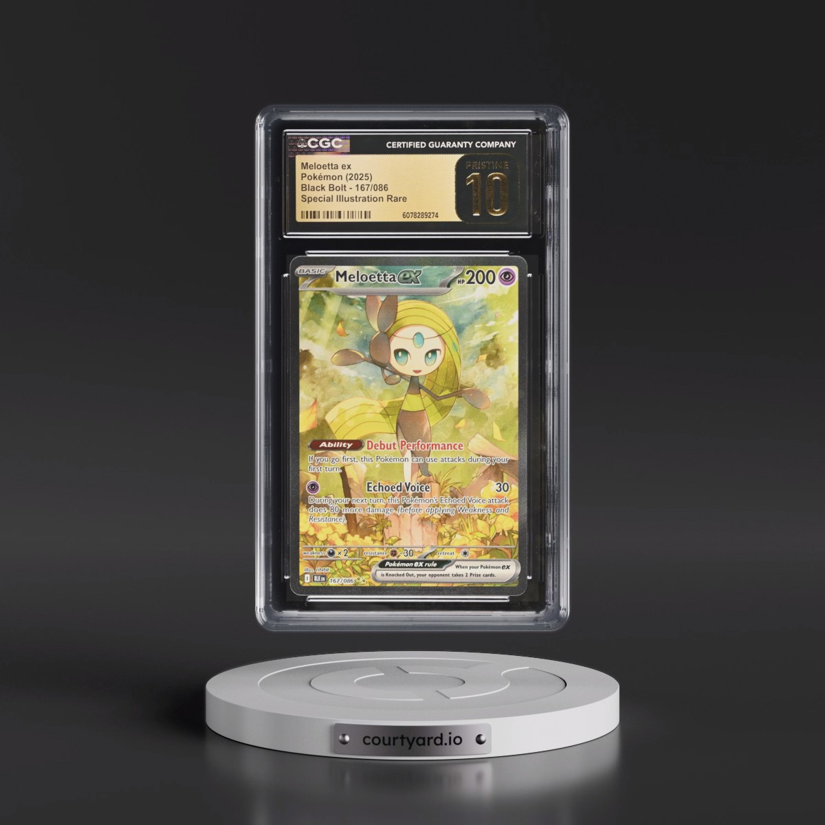 2025 Black Bolt - BLK EN #167/086 Meloetta ex - Special Illustration Rare (Holo) (CGC 10 PRISTINE)