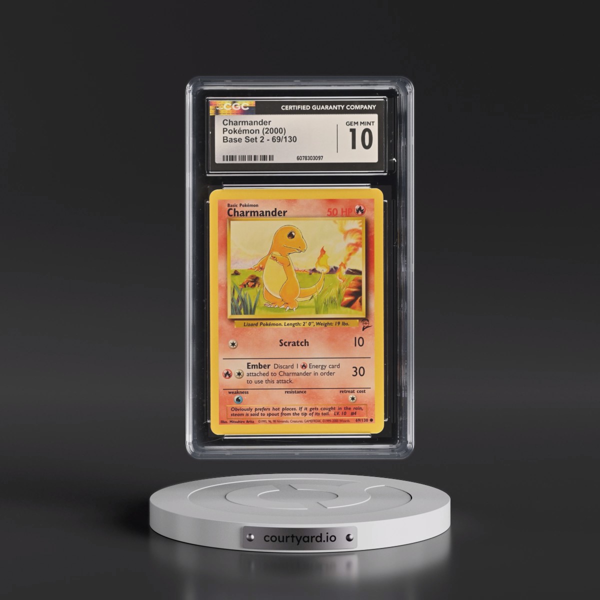 2000 Base Set 2 #69/130 Charmander (CGC 10 GEM MINT)