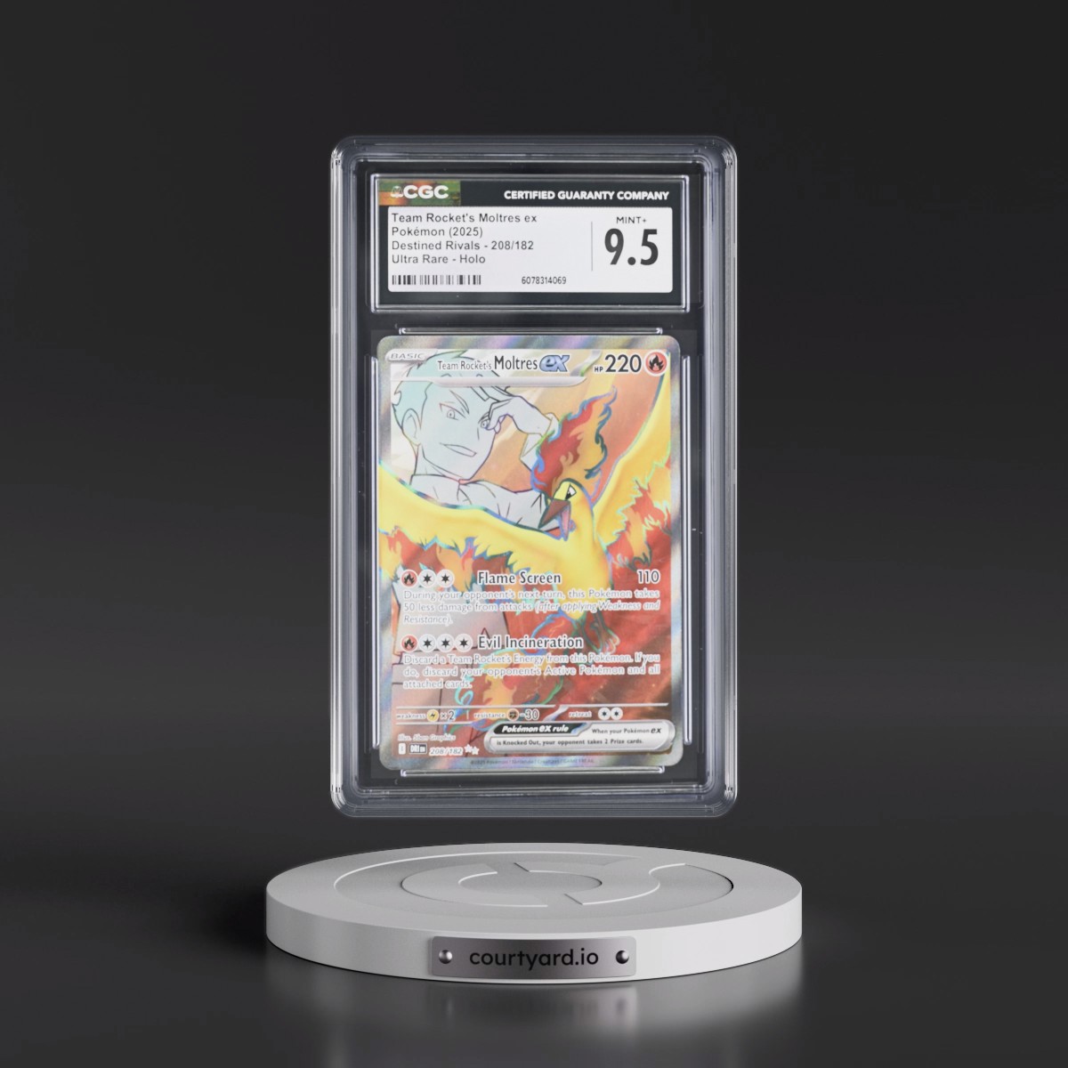 2025 Destined Rivals - DRI EN #208/182 Team Rocket's Moltres ex - Ultra Rare Holo (CGC 9.5 MINT+)