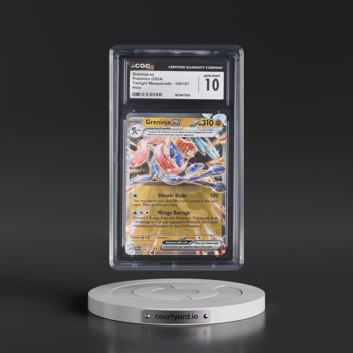 2024 Twilight Masquerade - TWM EN #106/167 Greninja ex - Holo (CGC 10 GEM MINT)