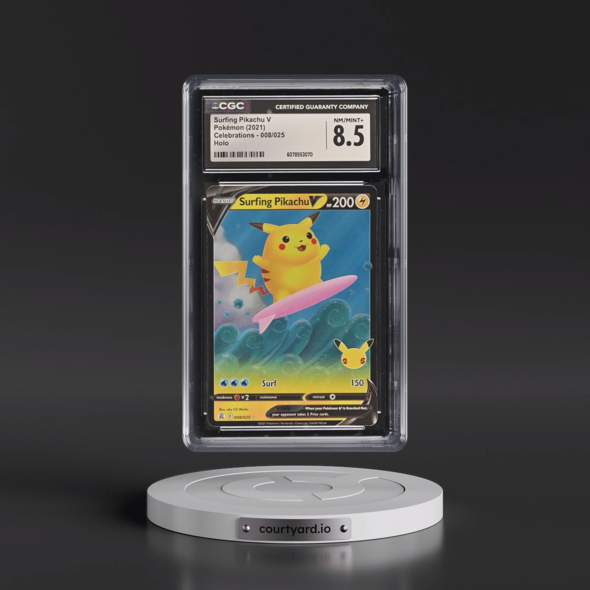 2021 Celebrations #008/025 Surfing Pikachu V - Holo (CGC 8.5 NM-MT+)