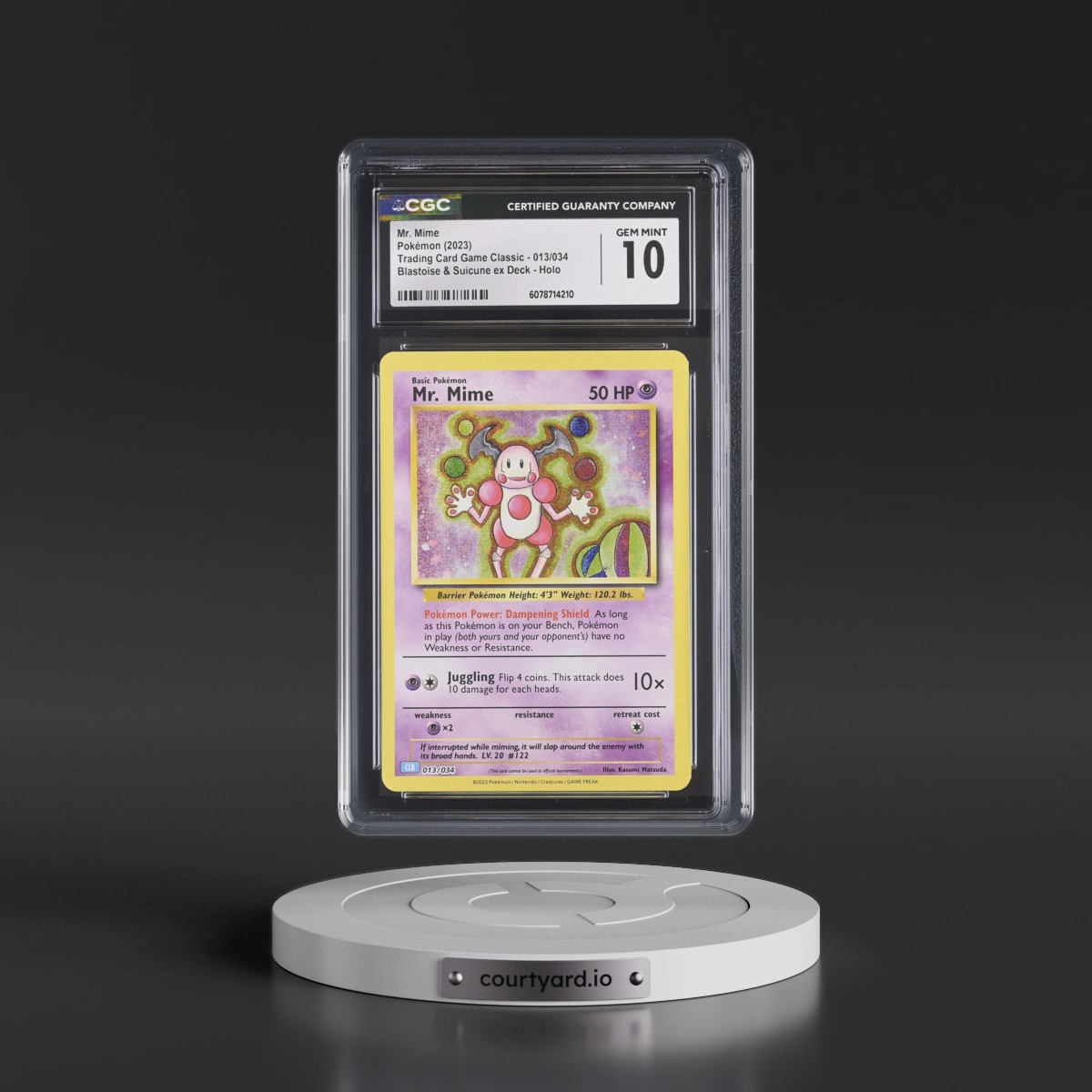2023 Trading Card Game Classic - CLV, CLC, CLB #013/034 Mr. Mime - Blastoise & Suicune ex Deck - CLB Holo (CGC 10 GEM MINT)