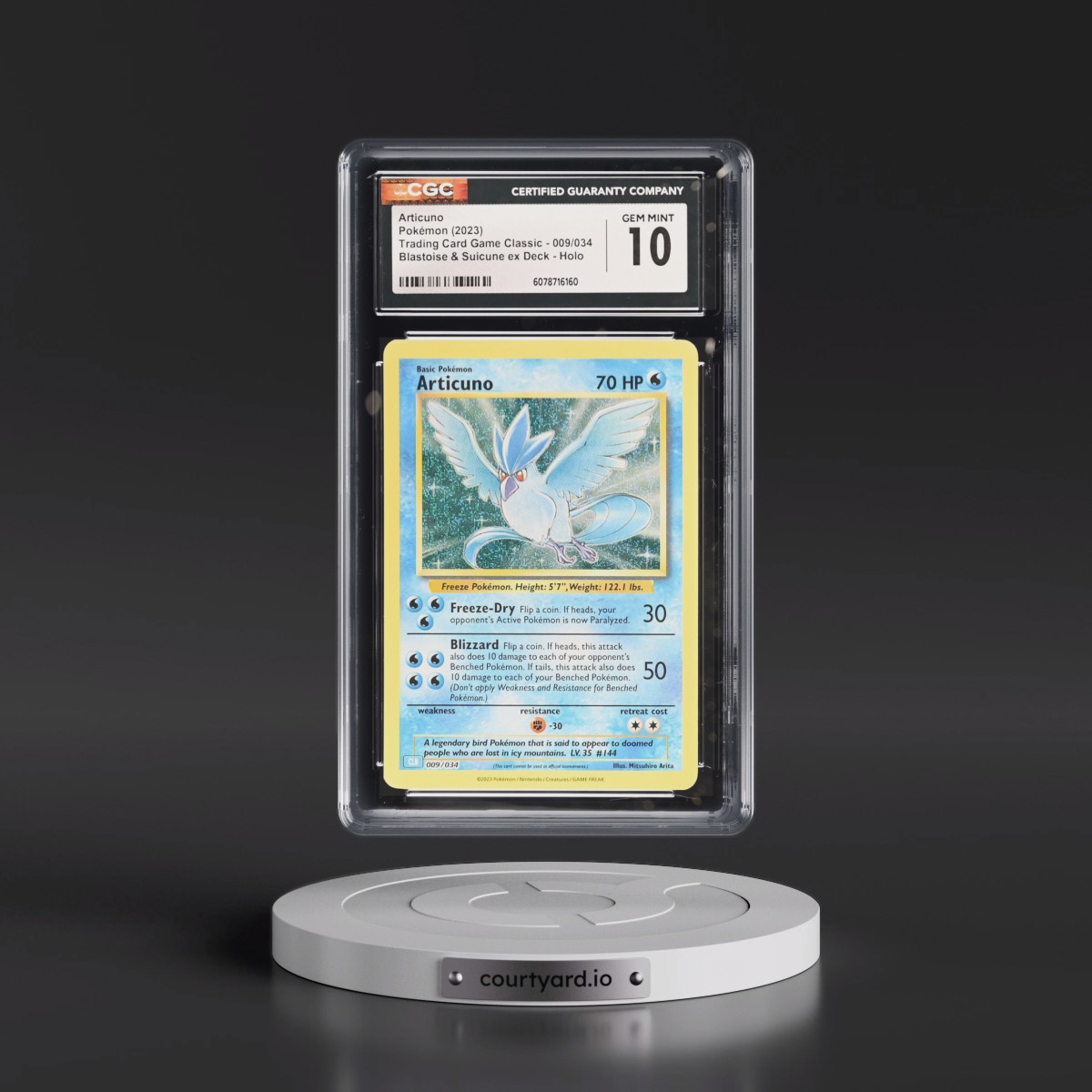 2023 Trading Card Game Classic - CLV, CLC, CLB #009/034 Articuno - Blastoise & Suicune ex Deck - CLB Holo (CGC 10 GEM MINT)