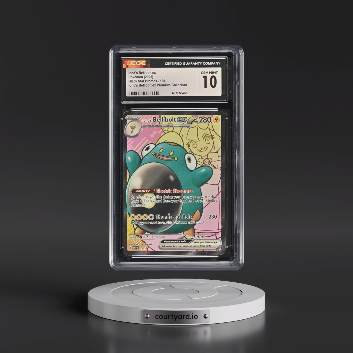 2025 Pokémon Svp EN-SV Black Star Promo #194 Iono's Bellibolt EX - Holo Iono's Bellibolt EX Premium Collection (CGC 10 GEM MINT)