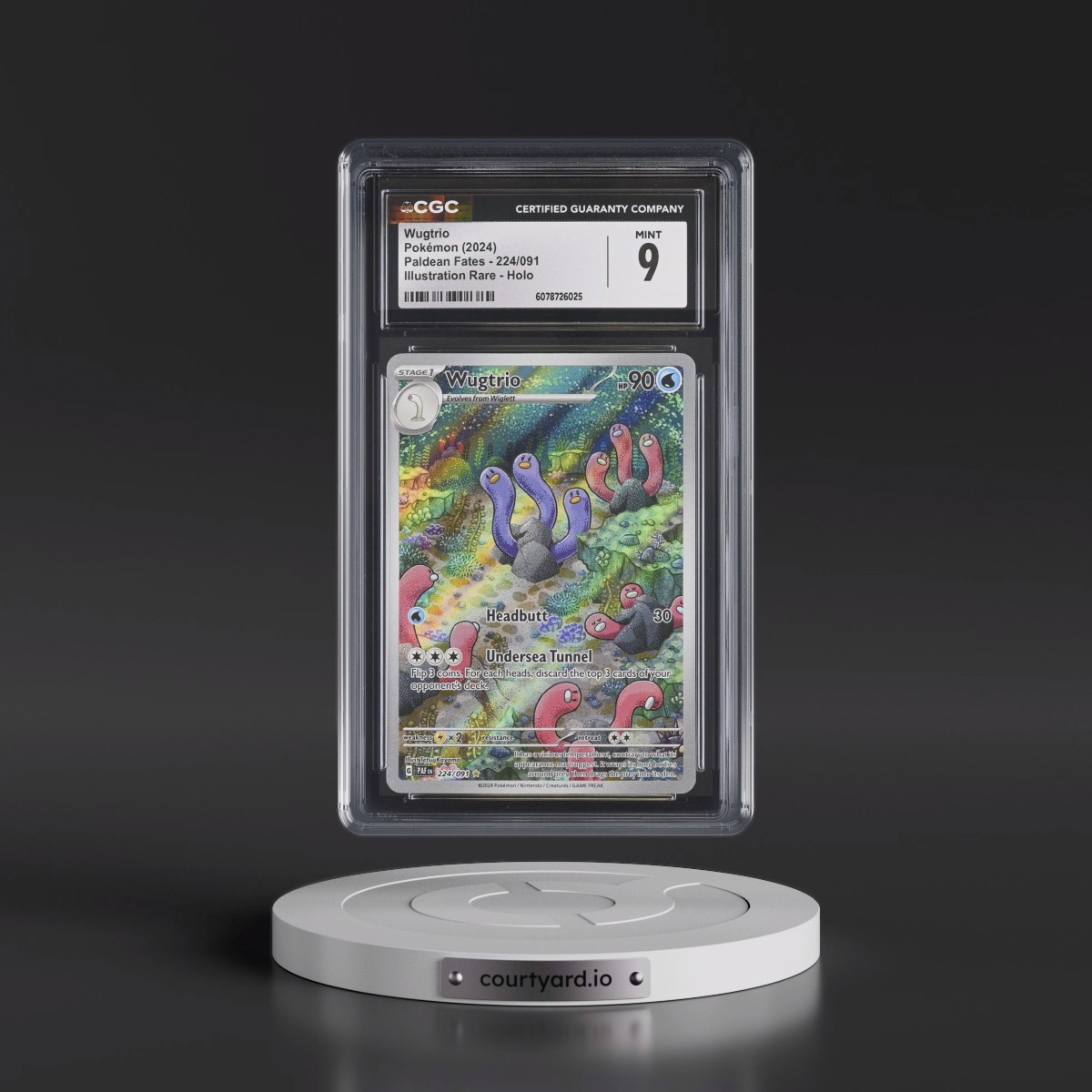 2024 Paldean Fates - PAF EN #224/091 Wugtrio - Illustration Rare Holo (CGC 9 MINT)