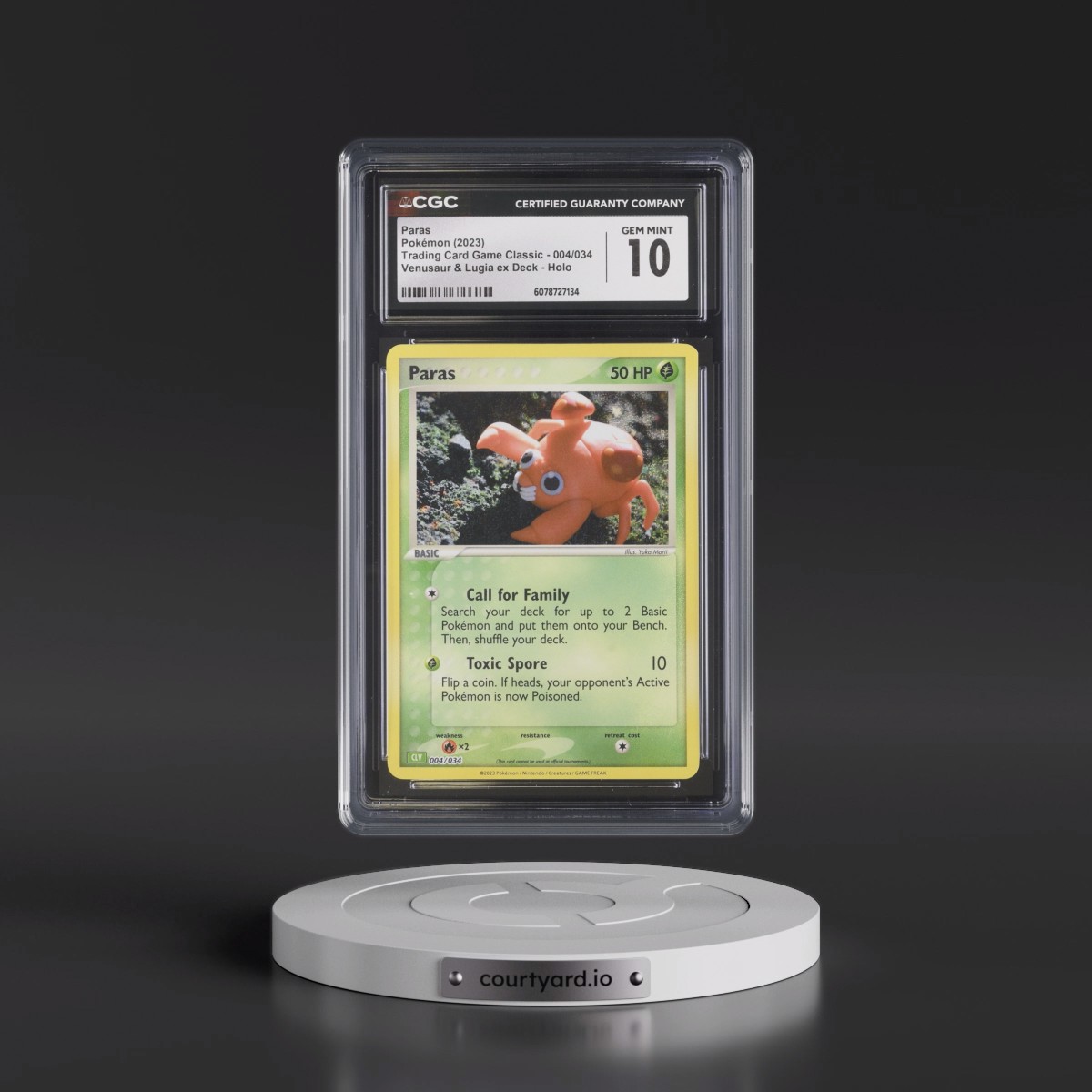 2023 Trading Card Game Classic - CLV, CLC, CLB #004/034 Paras - Venusaur & Lugia ex Deck - CLV Holo (CGC 10 GEM MINT)