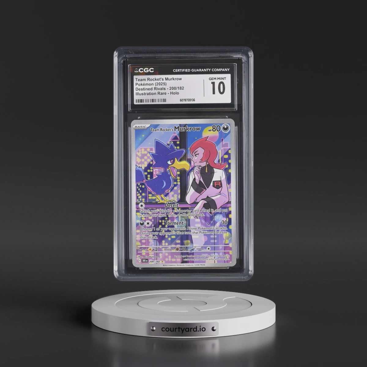 2025 Destined Rivals - DRI EN #200/182 Team Rocket's Murkrow - Illustration Rare Holo (CGC 10 GEM MINT)