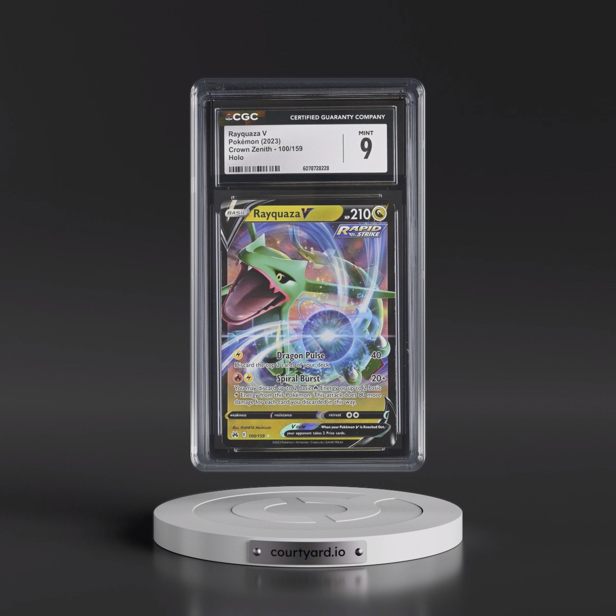 2023 Crown Zenith #100/159 Rayquaza V - Holo (CGC 9 MINT)