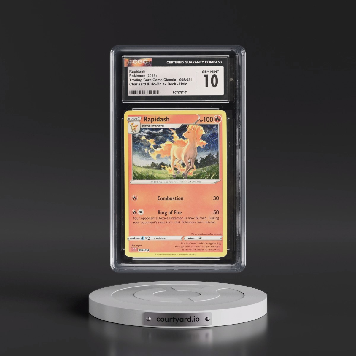 2023 Trading Card Game Classic - CLV, CLC, CLB #005/034 Rapidash - Charizard & Ho-Oh ex Deck - CLC Holo (CGC 10 GEM MINT)