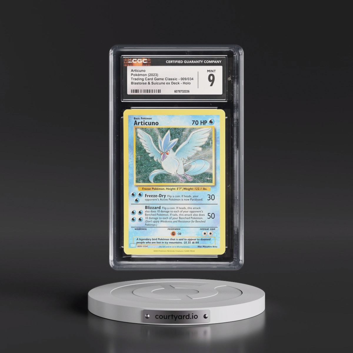 2023 Trading Card Game Classic - CLV, CLC, CLB #009/034 Articuno - Blastoise & Suicune ex Deck - CLB Holo (CGC 9 MINT)