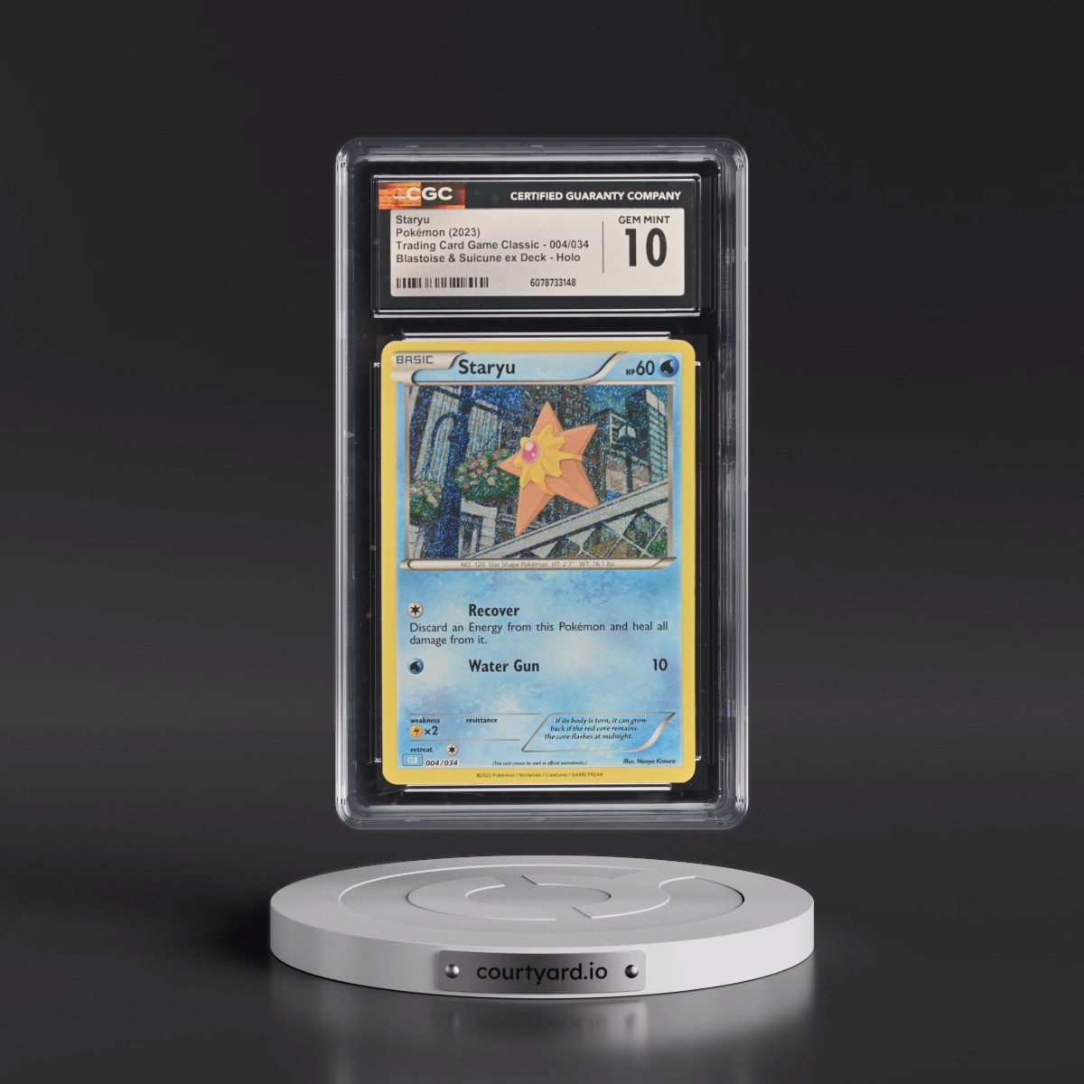 2023 Trading Card Game Classic - CLV, CLC, CLB #004/034 Staryu - Blastoise & Suicune ex Deck - CLB Holo (CGC 10 GEM MINT)