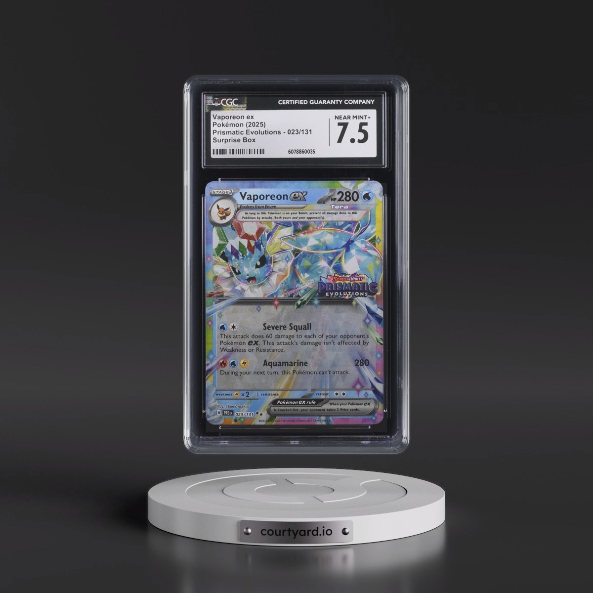 2024 Prismatic Evolutions - PRE EN #023/131 Vaporeon ex - Surprise Box (Prismatic Evolutions Stamp) (Holo) (CGC 7.5 NM+)
