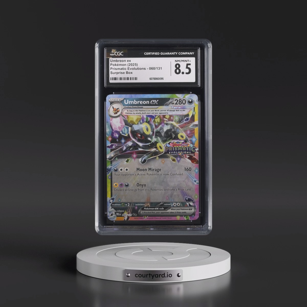 2024 Prismatic Evolutions - PRE EN #060/131 Umbreon ex - Surprise Box (Prismatic Evolutions Stamp) (Holo) (CGC 8.5 NM-MT+)