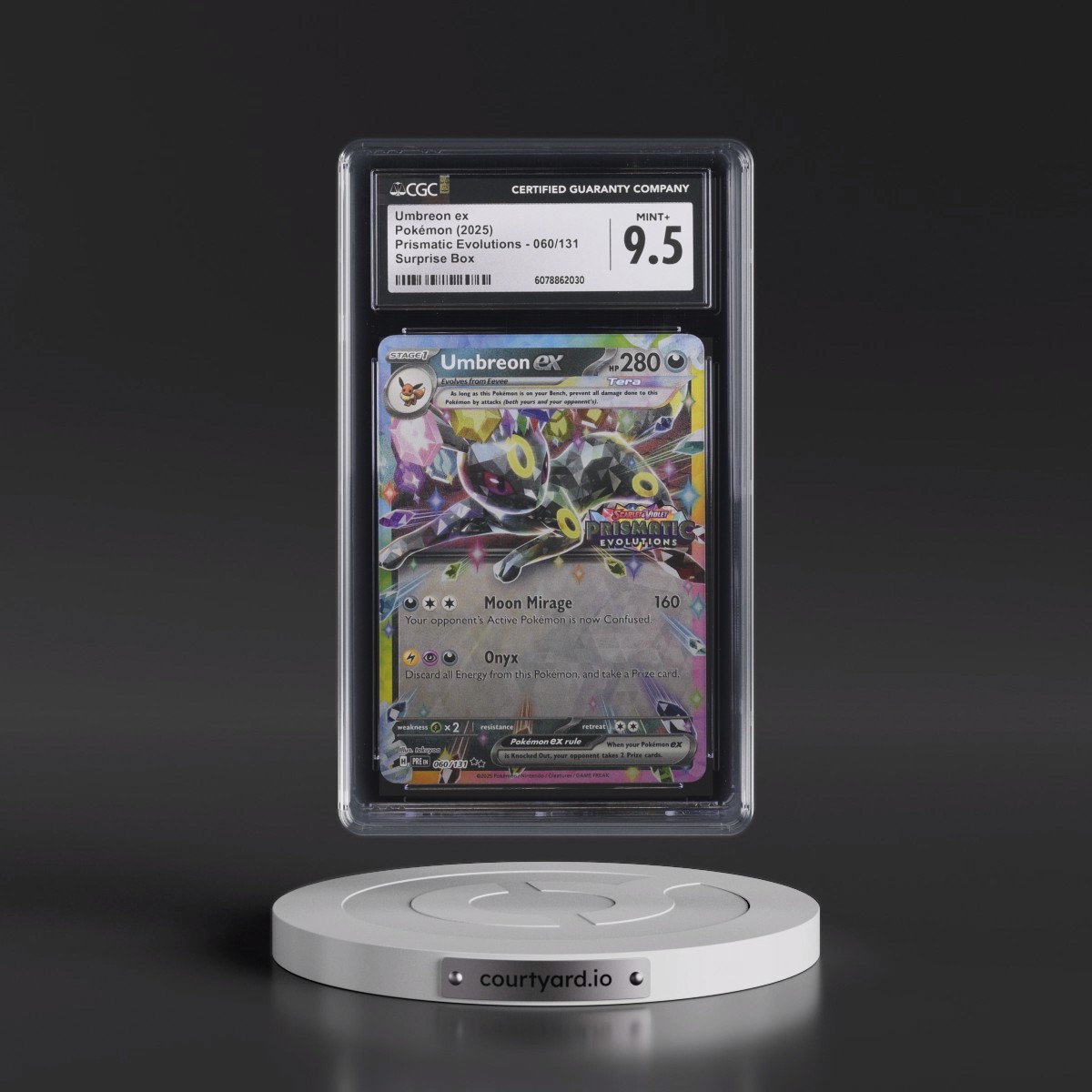 2024 Prismatic Evolutions - PRE EN #060/131 Umbreon ex - Surprise Box (Prismatic Evolutions Stamp) (Holo) (CGC 9.5 MINT+)