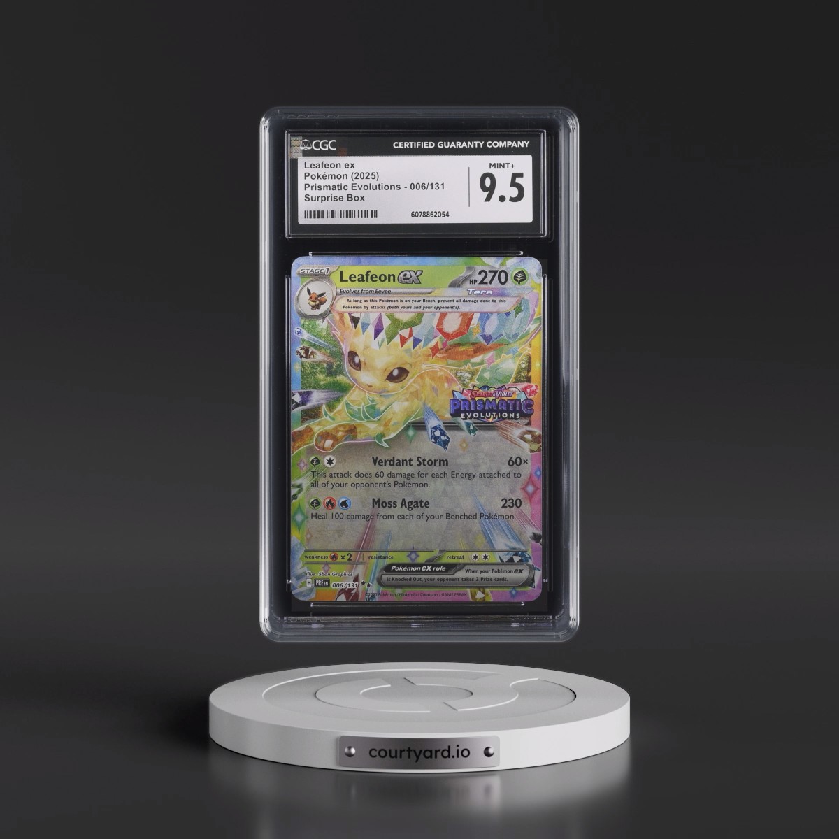 2025 Pokémon Pre EN-Prismatic Evolutions #006 Leafeon EX - Holo Surprise Box Exclusive (CGC 9.5 MINT+)