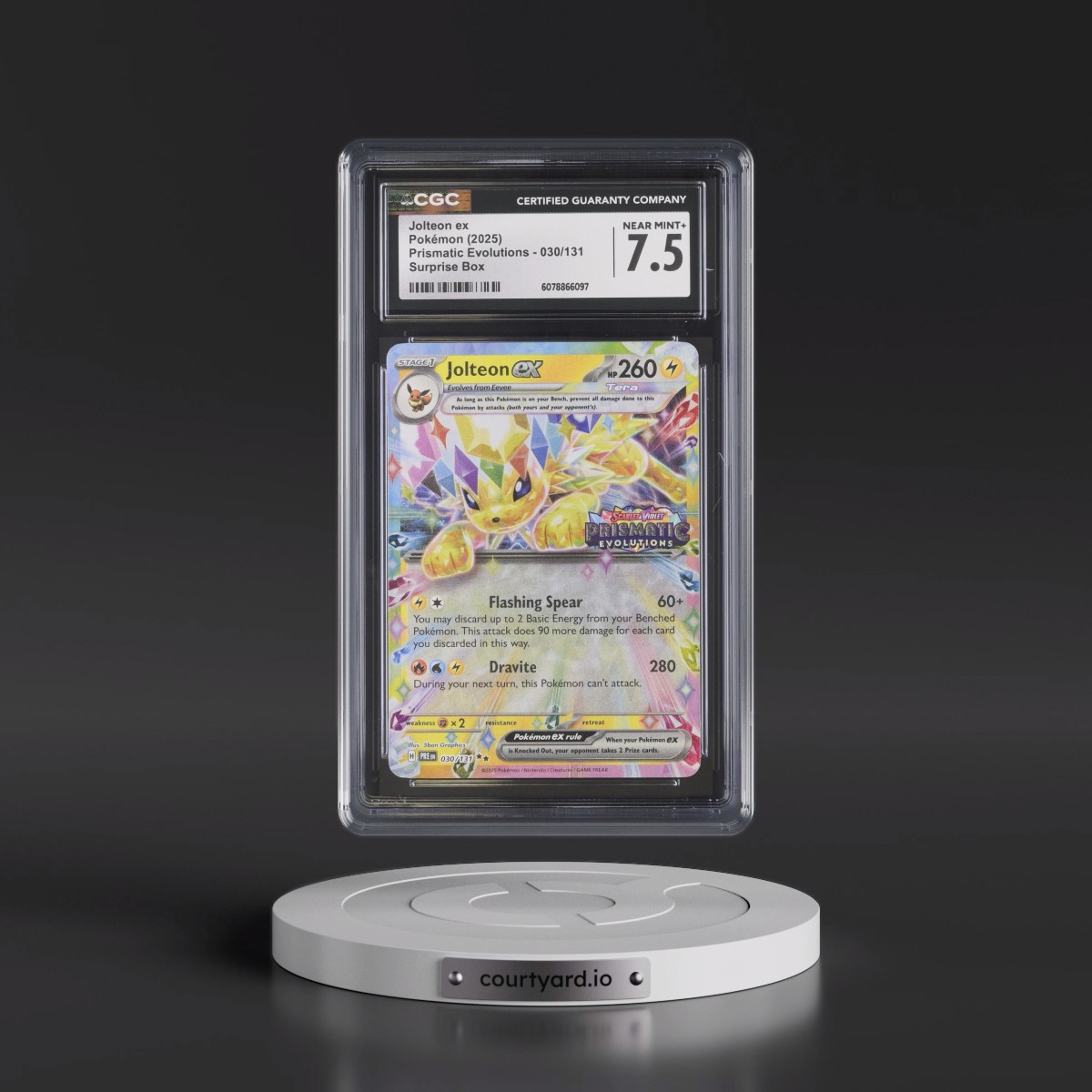 2025 Pokémon Pre EN-Prismatic Evolutions #030 Jolteon EX - Holo Surprise Box Exclusive (CGC 7.5 NM+)
