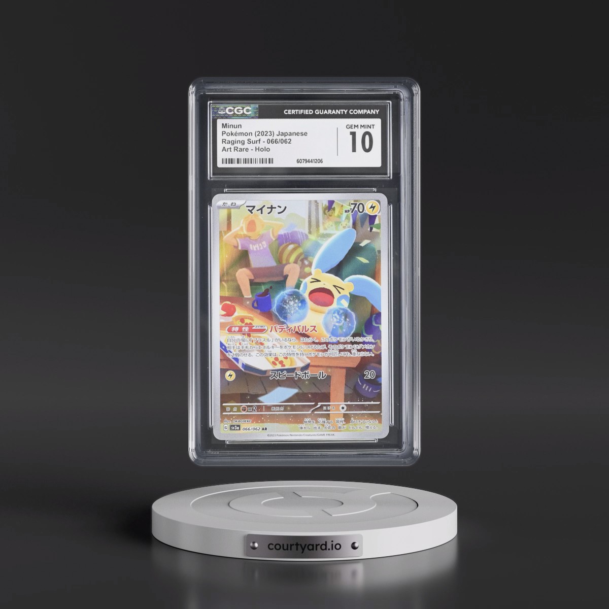 2023 Pokémon Sv3a-Raging Surf #066 Minun - Art Rare (CGC 10 GEM MINT)