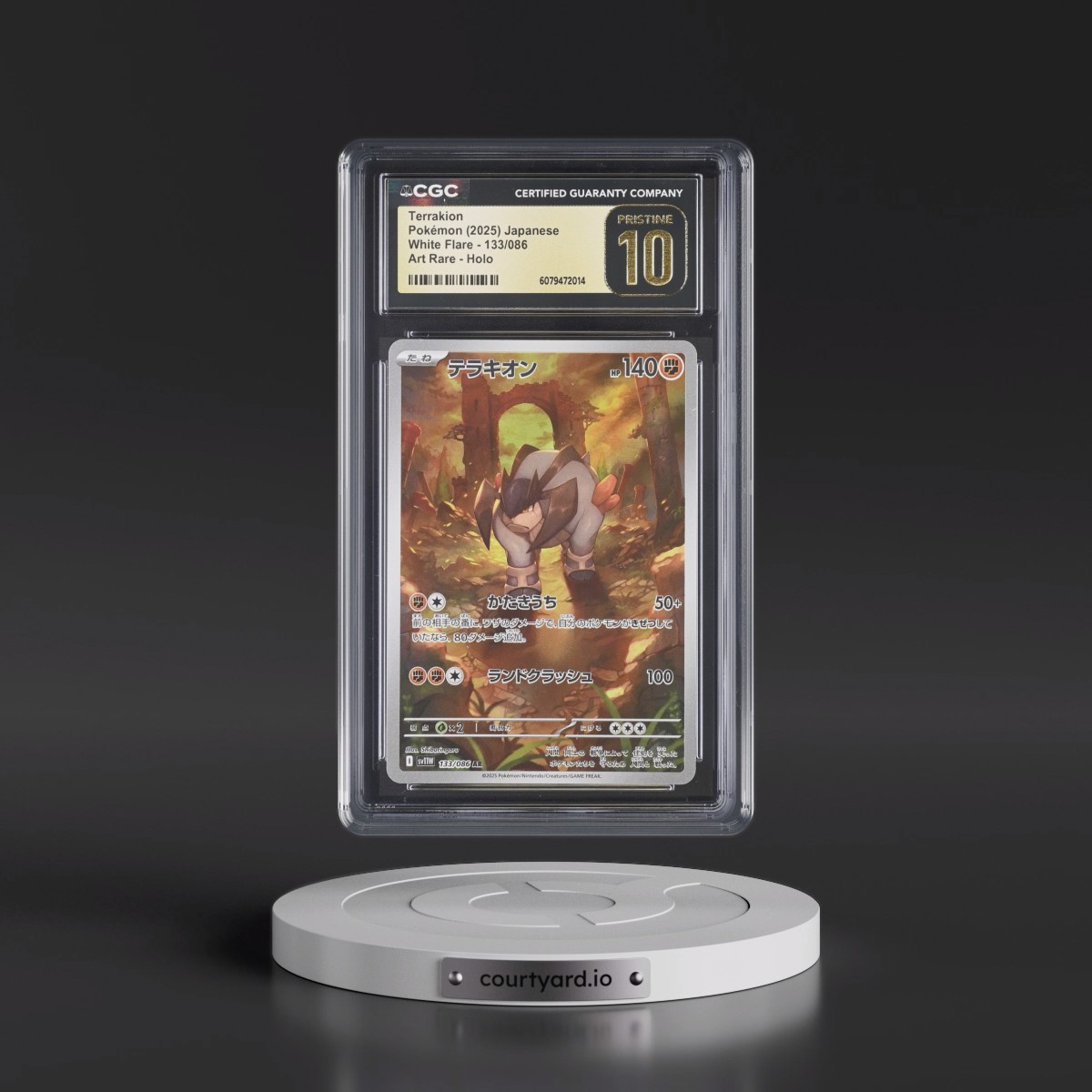 2025 White Flare - sv11W #133/086 Terrakion - Art Rare Holo (CGC 10 PRISTINE)