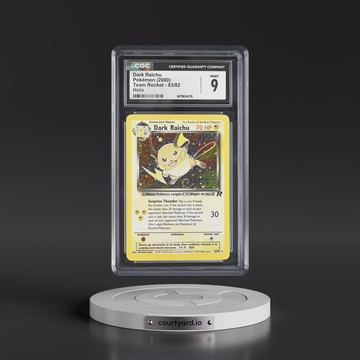 1999 Team Rocket #83/82 Dark Raichu - Holo (CGC 9 MINT)