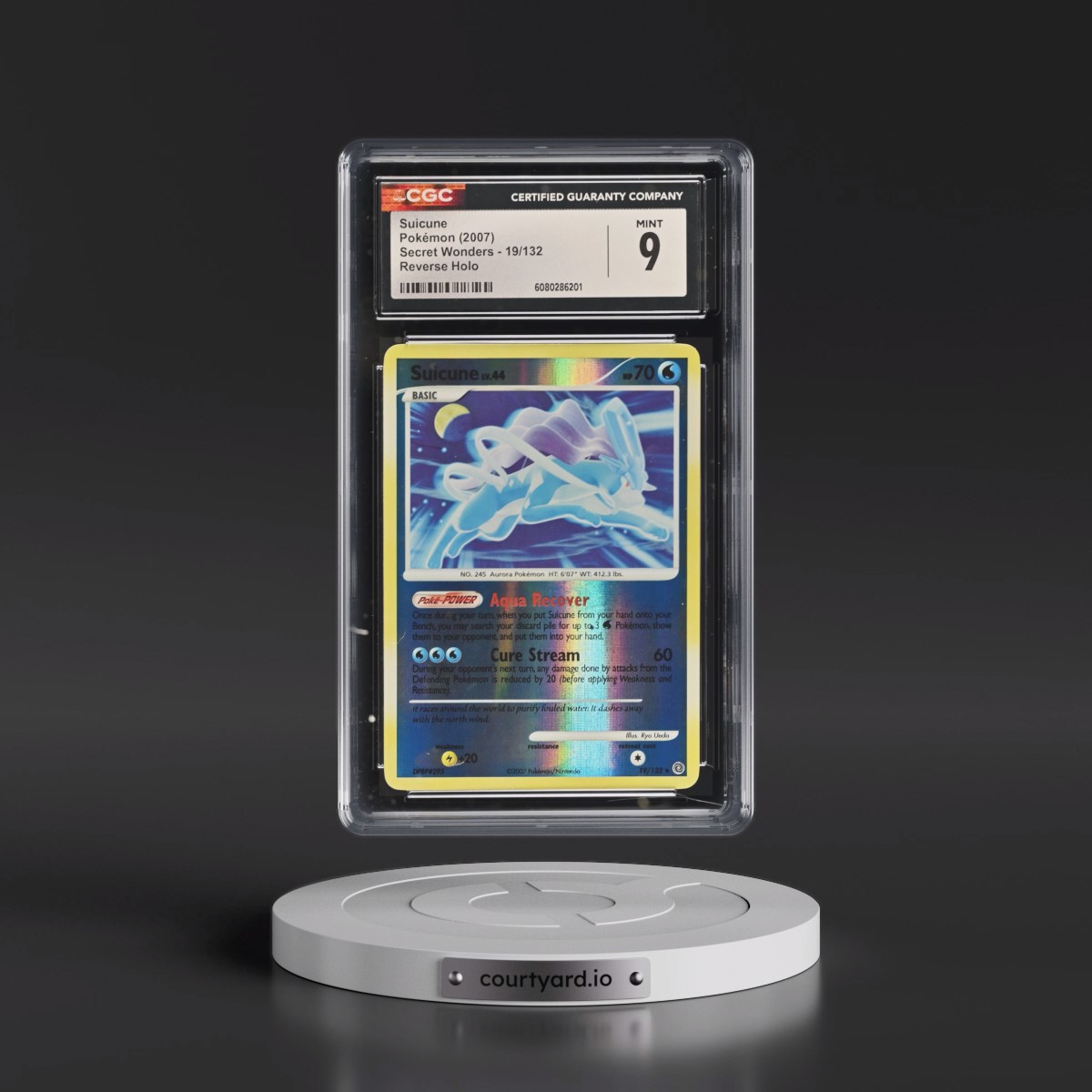 2007 Secret Wonders #19/132 Suicune - Reverse Holo (CGC 9 MINT)