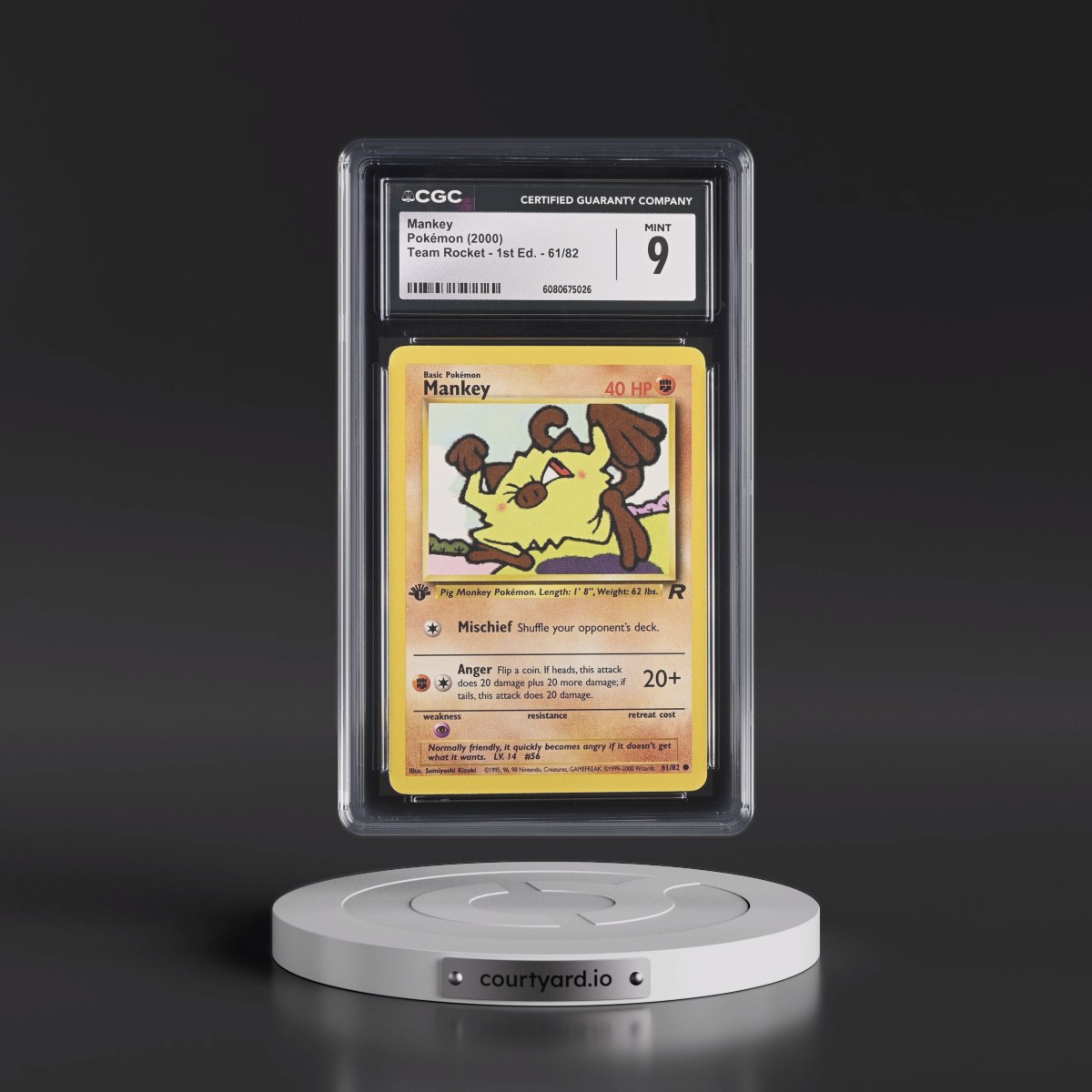 2000 Team Rocket #61/82 Mankey - 1st Edition 1st Edition (CGC 9 MINT)
