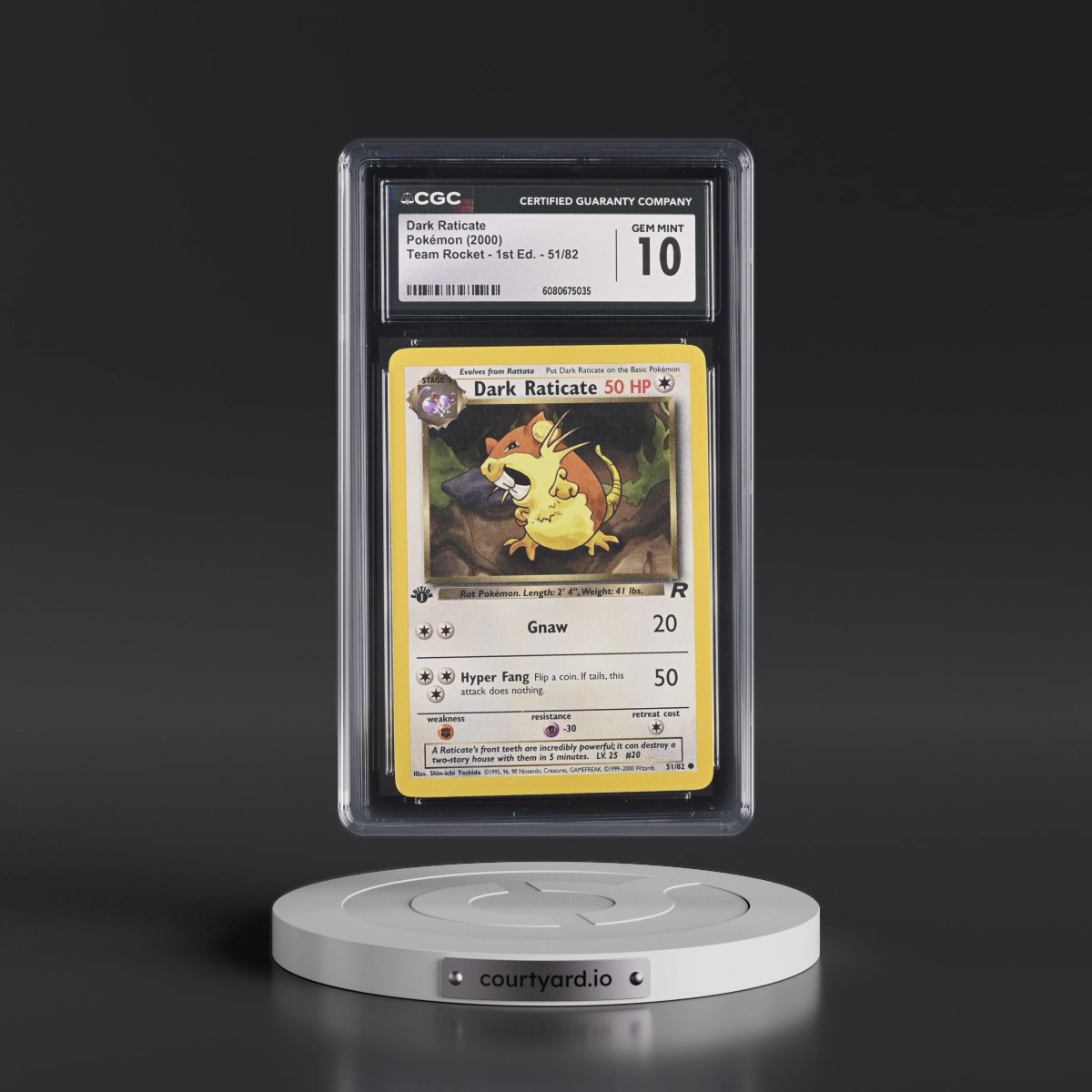 2000 Team Rocket #51/82 Dark Raticate - 1st Edition 1st Edition (CGC 10 GEM MINT)