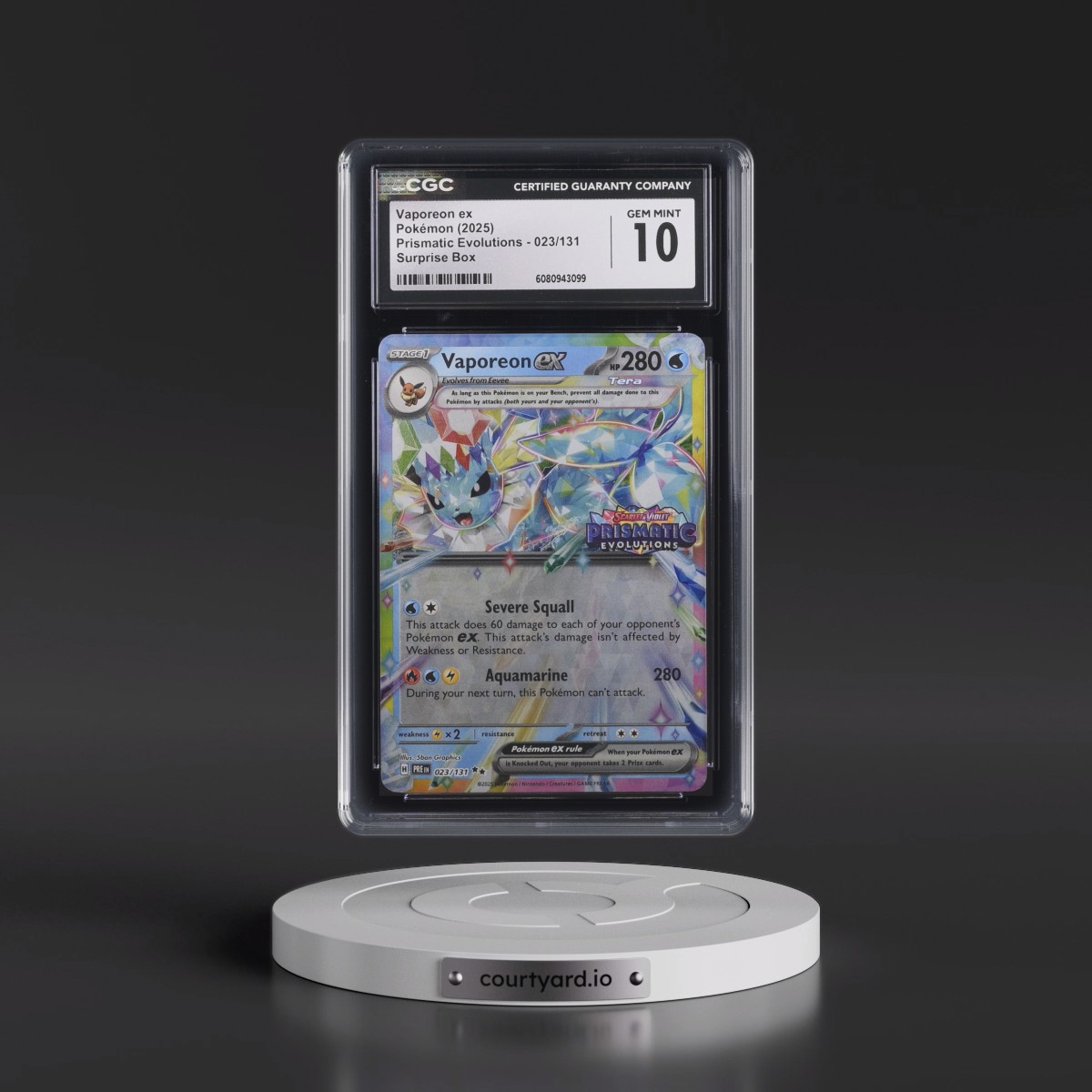 2024 Prismatic Evolutions - PRE EN #023/131 Vaporeon ex - Surprise Box (Prismatic Evolutions Stamp) (Holo) (CGC 10 GEM MINT)